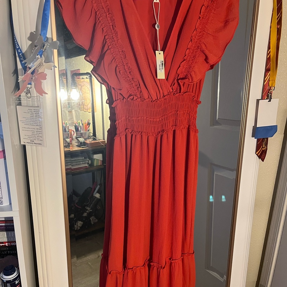 Max Studio London Red Ruffled Dress